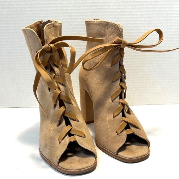 Kristin Cavallari Chinese Laundry Layton Kid Suede Tigers Eye Open Toe Booties - Picture 2 of 11